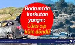 Bodrum'da korkutan yangın: Lüks cip küle döndü