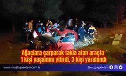 Ağaçlara çarparak takla atan araçta 1 kişi yaşamını yitirdi, 3 kişi yaralandı