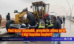 Feci kaza: Otomobil, greyderin altına girdi,1 kişi hayatını kaybetti