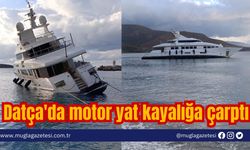 Datça'da motor yat kayalığa çarptı