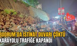 BODRUM’DA İSTİNAT DUVARI ÇÖKTÜ: KARAYOLU TRAFİĞE KAPANDI