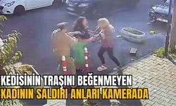 KEDİSİNİN TRAŞINI BEĞENMEYEN KADININ SALDIRI ANLARI KAMERADA