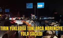 TIRIN YÜKLEDİĞİ TONLARCA NARENCİYE YOLA SAÇILDI