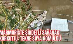 MARMARİSTE ŞİDDETLİ SAĞANAK KORKUTTU: TEKNE SUYA GÖMÜLDÜ