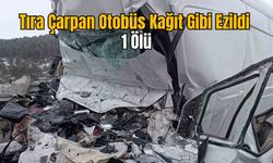 Tıra Çarpan Otobüs Kağıt Gibi Ezildi: 1 Ölü