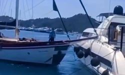 Fethiye'de Guletin  Lüks Yata Çarptığı Anlar Kamerada