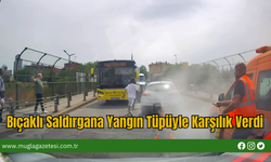 Bıçaklı Saldırgana Yangın Tüpüyle Karşılık Verdi