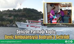 Denizde Parmağı Koptu, Deniz Ambulansıyla Bodrum’a Getirildi