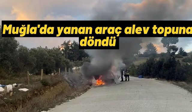 Muğla'da yanan araç alev topuna döndü