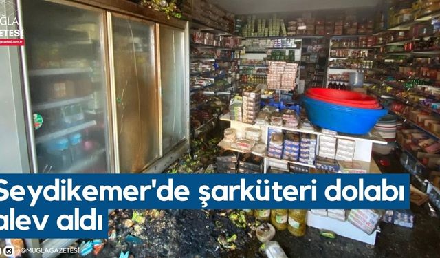 Seydikemer'de şarküteri dolabı alev aldı