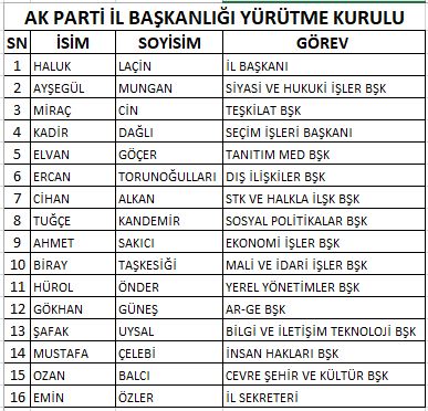 İl Başkanliği Yürütme Kurulu